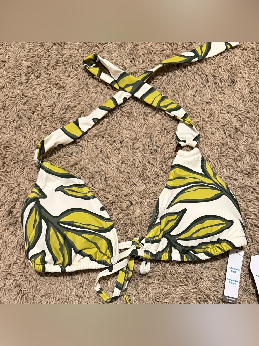 Time and Tru Women’s Triangle Bikini Top With Rings And Removable Cups Size: XL